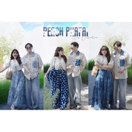 Women's Hmong Fabric Couple Work Men's Pants With Collar