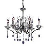 WH โคมไฟระย้า โคมห้อยโซ่สีเงินคริสตัล+หลอด E14=6 รุ่น WL-61771-6CH-[E14s]