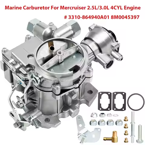 Marine Carburetor 3310-864940A01 For Mercruiser 2 Barrel 2.5L 3.0L 4CYL Engine With Long Linkage Ele