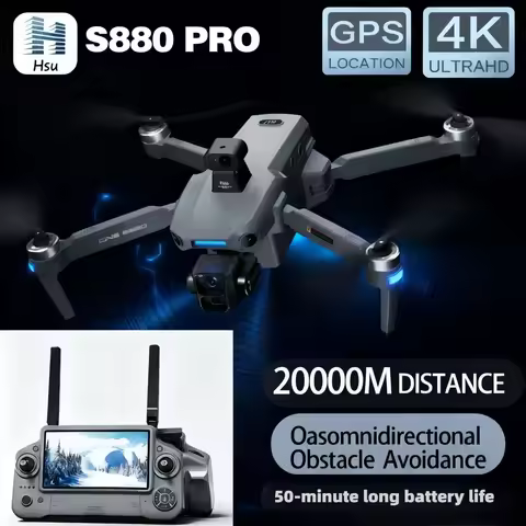 S880Pro Max GPS Drone 3-Axis Gimbal 6KM 4K Dual Camera - Laser Obstacle Avoidance Brushless RC Quadc