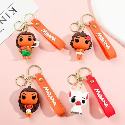 Disney Moana 2 Keychains New Anime Cute Bags Key Ring Kids Classics Toys Backpack Pendant Coin Purse