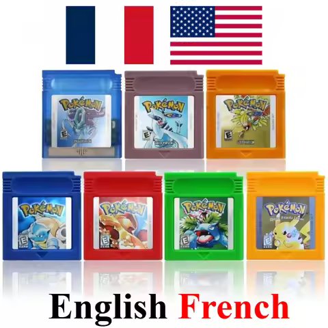 GBC Pokemon 7 Styles Cartridge Bundle Red/Blue/Crystal/Gold/Silver/Yellow/Green Multilingual Card US