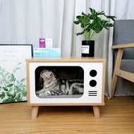 #N/A - 【經典電視機款 50*30*40cm】一多功能貓窩床頭櫃置物櫃收納櫃（淺胡桃色＋白色）