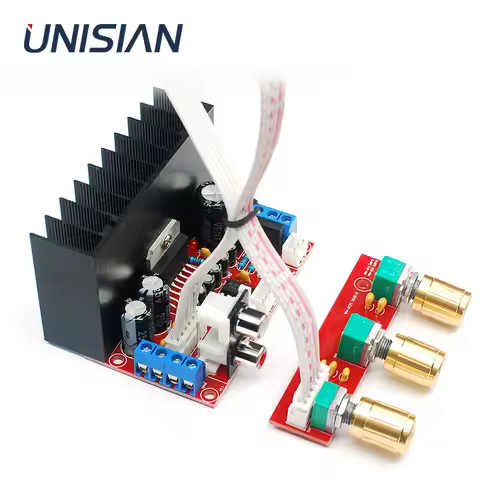 UNISIAN TDA7377 Amplifier Board 2.1 Channels Audio Power Amplifiers With Bass Treble Sound Volume Co