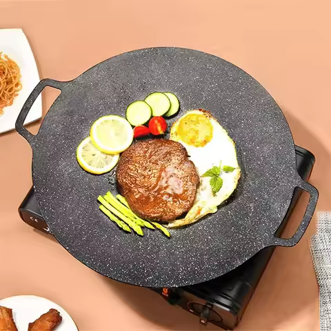 BBQ Pot Multi-Griddle Iron Plate Korean Barbecue Grill Grill Pan Yakiniku Korean Grill Pan Outdoor P