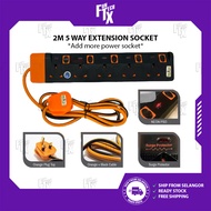 FuntechX 5 Way Heavy Duty Extension Socket / 5 Gang Trailing Socket / 5-Way Extension Trailing Socke