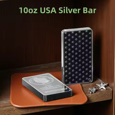 10 OZ USA Badge Silver Plated Coin Non Magnetic Vacuum Sealed Pack Bar