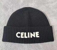 【正版出售】CELINE賽琳純色標誌刺繡Logo絨線帽  黑色