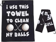 Senvitate Microfiber Golf Towel, Printed Funny Golf Towels for Golf Bags with Clip, Golf Accessories for Men Clean My Golf Balls, Golf Lover Gifts for Dad Husband Boyfriend