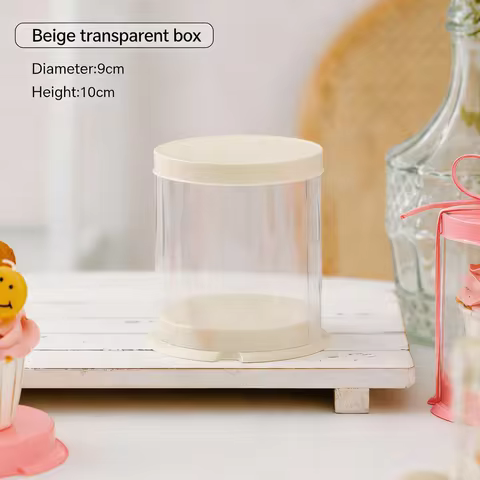 Transparent Plastic Cylinder Crystal Clear Mini Cake Packaging Wedding Display Packaging Eco-Friendl
