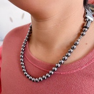 50CM Terahertz Necklace Titanium Hertz Stone Round Pearl Bead Sweater Chain 8.29