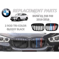 BMW X1 F48 F49 2016-2019 Glossy Black Grille Kidney Grilles Bumper M Grill Tri-color
