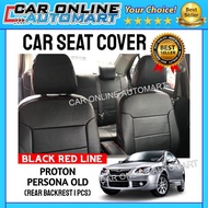 Proton Persona Old Car Seat Cover PVC SHINING Black with Red Line Cushion Cover