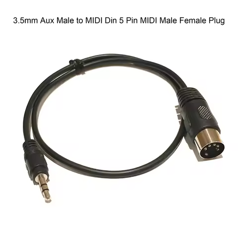 3.5mm to MIDI 5-Pin DIN Cable - 50CM Audio Interface Adapter for PC/Synthesizer 〔YY33〕