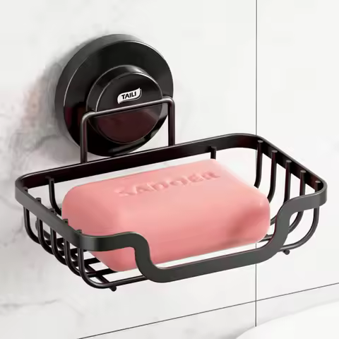 TAILI Soap Holder Bar Soap Dish Suction Cup, Bar Soap Rack for Shower Wall, Draining Soap Saver Tray