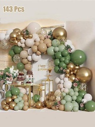 Kit de decoración de fiesta de ducha boho de 140 piezas, guirnalda de globos de macarrón verde aguacate para arco de bodas de cumpleaños, suministros de cumpleaños y bodas, globo de látex