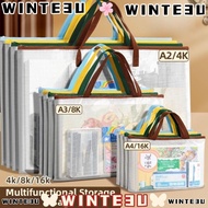 WINTE3U A3 Project Bag, Multifunctional Mesh PVC Mesh Art Bag,  Waterproof Large Capacity Thickened 