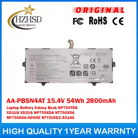 AA-PBSN4AT 15.4V 54Wh 2800mAh Genuine Original Laptop Battery For Samsung Galaxy Book NP750TDA XD1US