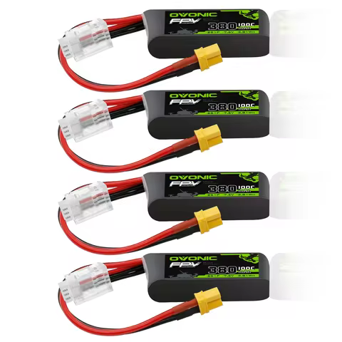 OVONIC 2S Lipo Battery 380mAh 2S1P 100C 7.4V LiPo Battery with XT30 Plug for Tinywhoop FPV Drone Qua