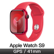Apple Watch S9 GPS 41mm 紅鋁紅運動錶帶-M/L MRXH3TA/A