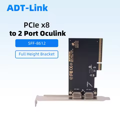 PCIe 3.0 / 4.0 X16 To 2-port Oculink SFF-8612 X4 4i Adapter Card , PCI-e X8 To 2-port Oculink SFF-86