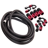 AN8 5M 16.4 Feet Stainless Steel Braided Fuel Line & Swivel Fitting Hose End Kit