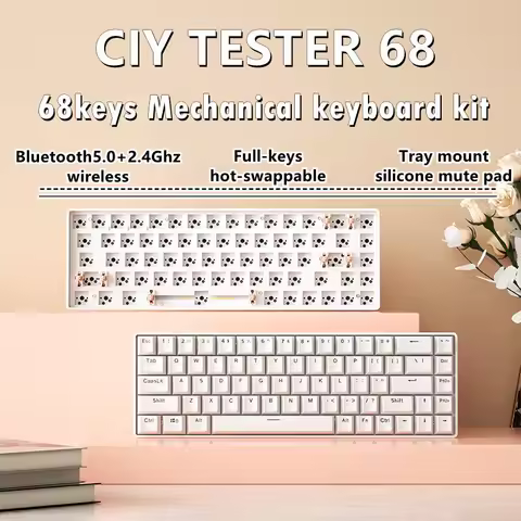 ZUOYA TESTER68 customized Mechanical keyboard kit TES68 hot-swappable shaft base axis 2.4G Bluetooth
