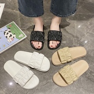 PTT Sandal Slop Wanita Karet Jelly Korea Motif Serut 6697 Sendal Kokop Motif Karet Elastis Balance