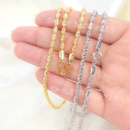 ค52 สร้อยคอ ถังโอ๊คDiamond cut 3mm. เงินแท้ 92.5% Italy ชุบทอง18k/ ชุบทองคำขาว