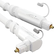 TOSLINK Cable white, optical audio cable 90° angled – 0.5m – Fibre optic lead for soundbars (digital