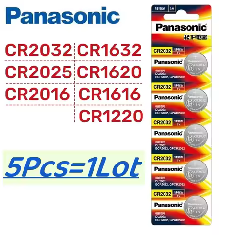 5Pcs Original Panasonic CR2032 battery CR2025 CR2016 batteria CR1632 CR1220 CR1616 CR1620 CR2450 CR2