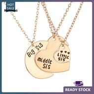 HLS 3Pcs/Set Sister Necklace Set Heart Shape Family Contrast Color Siblings Three Sisters Lady Neckl