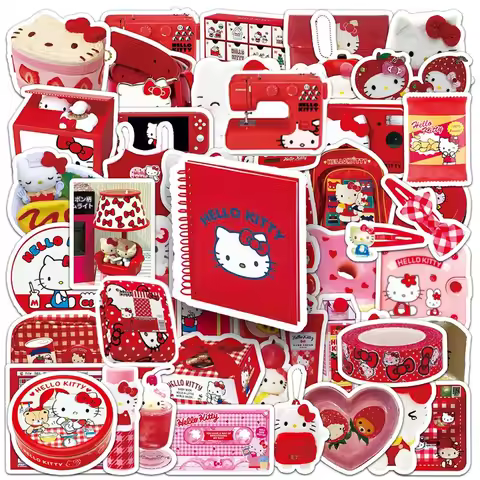 50PCS Japanese Charm Cake Milk Shiny Strawberry Hello Kitty Stickers for Laptop Phone Case Drink Har