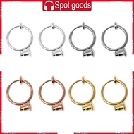 WIN 1 Pair 13mm Clip On Hoop Earrings 4 Colors Non-Pierced Earring Clips Spring Hoop Ear Rings for D