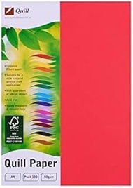 Quill A4 80gsm Paper 100 Pack, Red