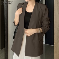 ZANZEA Korean Style Blazer For Women Formal Long Sleeve V-Neck Office OL Double Breasted Winter Wear Jackets #10