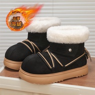 Snow Boots Short Boots Pier Shoes Fleece Warm Cotton Shoes Thick-Soled Anti-Slip Big Toe Shoes
