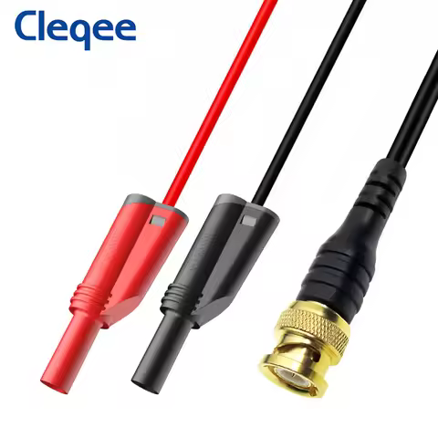 Cleqee P1064 Gold-plated BNC to Dual 4mm Shrouded Banana Plug Test Lead Stackable Pure Copper Q9 Osc