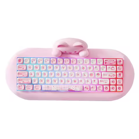 YUNZII C68 Wireless Gaming Keyboard, Hi-Fi Cute Cat Custom RGB Mechanical Keyboard, Silicone 65% Hot