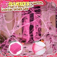 BARRY1 Spider Cobwebs, Stretchable Elastic Spider Silk Web, Scene Layout Pink Gothic Cotton Fake Spi