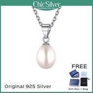 ChicSilver Pearl Necklace Genuine Freshwater Cultured White Pearl Pendant Sterling Silver Necklace f