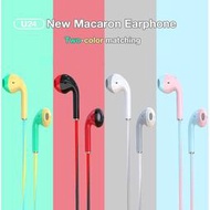 SAMSUNG XIAOMI U24 新款 Macaron 有線耳機 3.5 毫米低音立體聲耳機帶麥克風適用於 iPho