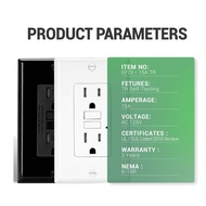 GFCI Outlet 15 Amp, Self-Test GFI Electrical Outlet, Tamper Resistant GFCI Receptacle with Wall Plat