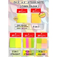 JH 3'' x 3'' STICKY NOTE Cyber Colour -2 Colour Straight /4 Colour Straight /4 Colour Square /5 Colo