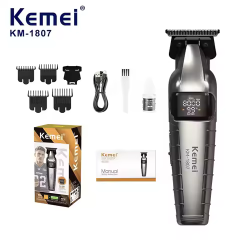 KM-1807 Professional Hair Trimmer by Kome USB Rechargeable Cordless Hair Clippers for Men with LCD D