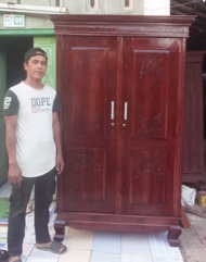 lemari pakaian kayu jati 2 pintu (hanya melayani provinsi Jawa Barat, DKI Jakarta, Banten serta Jabodetabek)