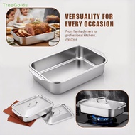 NEW Stainless Steel Baking Pan Set Of 2 16x9 Inch With Lids Deep Tray For Cooking Pasta Fish Roastin