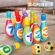 Children Large Size Solid PU Bowling Toys Educational Numbers Bowling Ball Pitching Set Sports Toys 