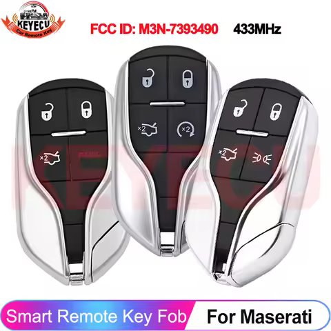 KEYECU 433MHz ID46 PCF7953 Chip Smart Car Key FCC ID: M3N-7393490 For Maserati Quattroporte Ghibli 2