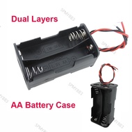 4 solt Case Holder 6V 4 X AA Batteries Black Plastic Storage Box Case Dual Layers with Connector Wire Leads  MY8B3